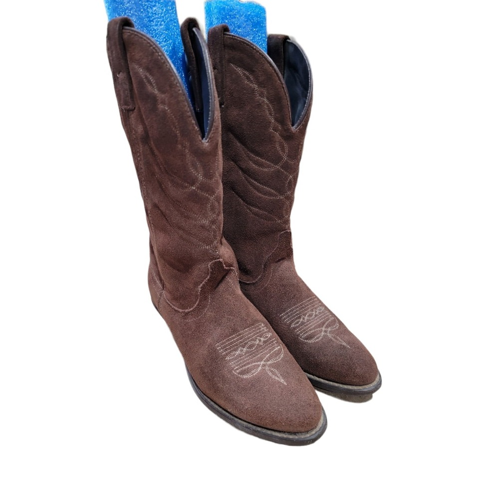 Westen Cowboy Cowgirl‎ Womens Brown Suede Boots Size 6.5 M  Made in USA